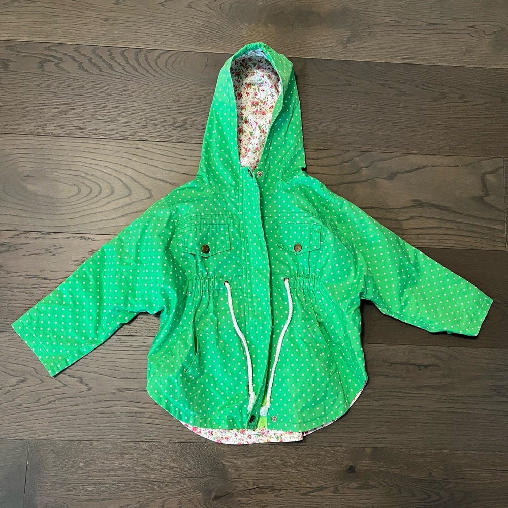 Girls green spring jacket sz 5/6 kids EUC